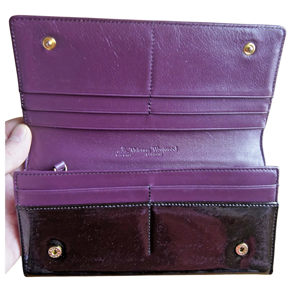 Vivienne Westwood Purple Patent Bow Wallet Orb Logo Italy Y2K Old Money - Picture 6 of 9